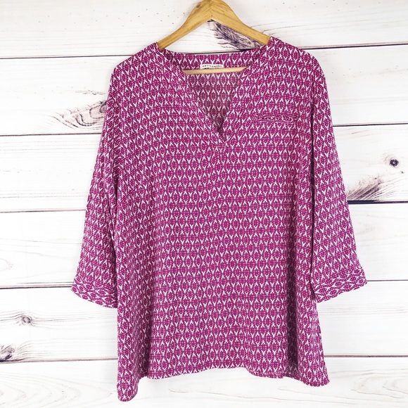 Artisan Ny Tops - T173 Artisan NY hot pink and white blouse